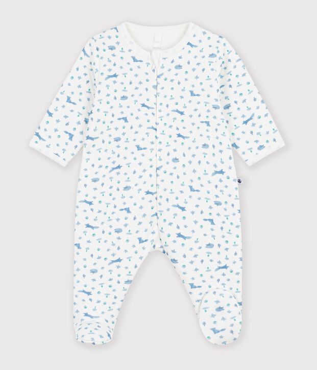 Pyjama b&eacute;b&eacute; en tubique imprim&eacute; renard blanc/multicouleur
