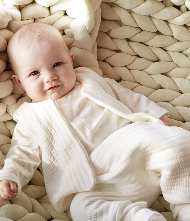 Ensemble trois pi&egrave;ces b&eacute;b&eacute; en tubique blanc