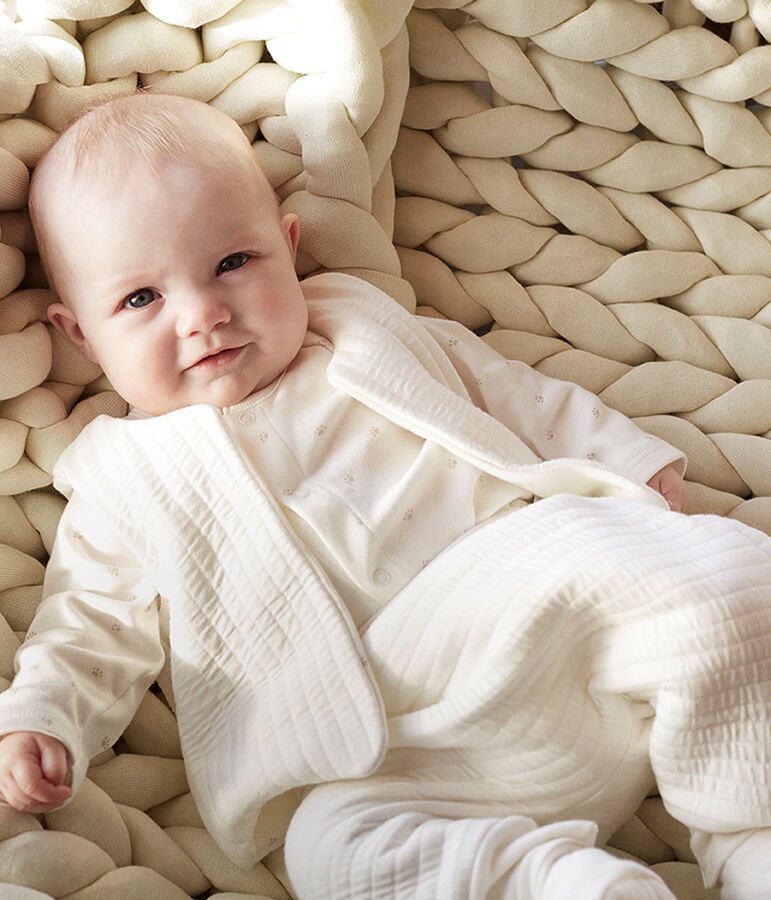 Ensemble trois pi&egrave;ces b&eacute;b&eacute; en tubique blanc