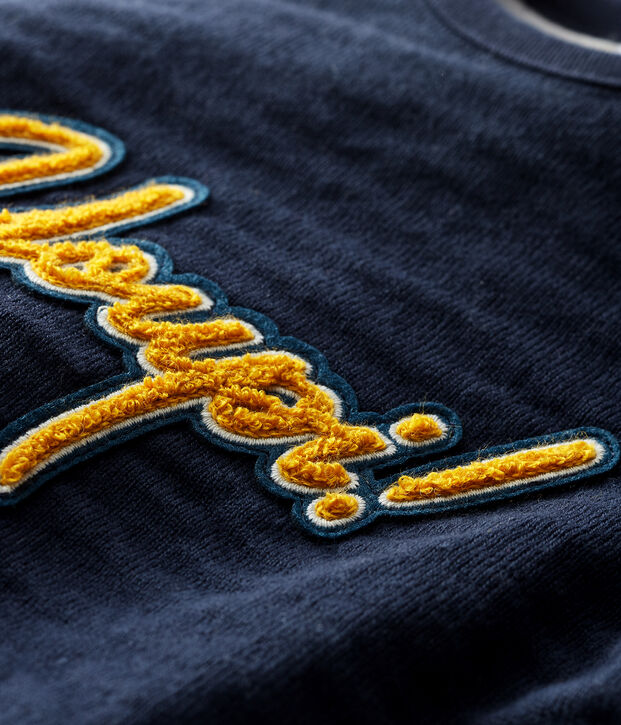 Sweatshirt b&eacute;b&eacute; gar&ccedil;on en tubique bleu marine