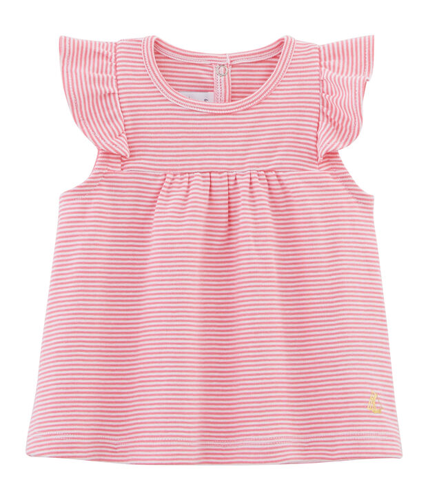 Blouse ray&eacute;e b&eacute;b&eacute; fille rose/blanc