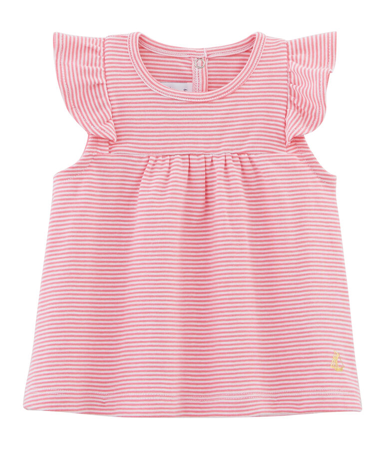 Blouse ray&eacute;e b&eacute;b&eacute; fille rose/blanc