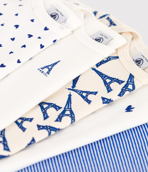 Lot de 5 bodies manches longues Paris b&eacute;b&eacute; en coton multicouleur