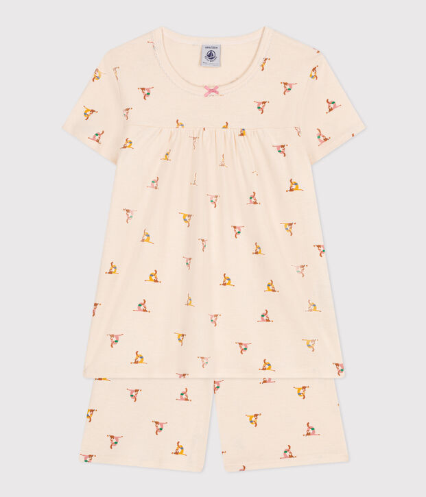 Pyjama short imprim&eacute; animal en coton enfant &eacute;cru/multicouleur