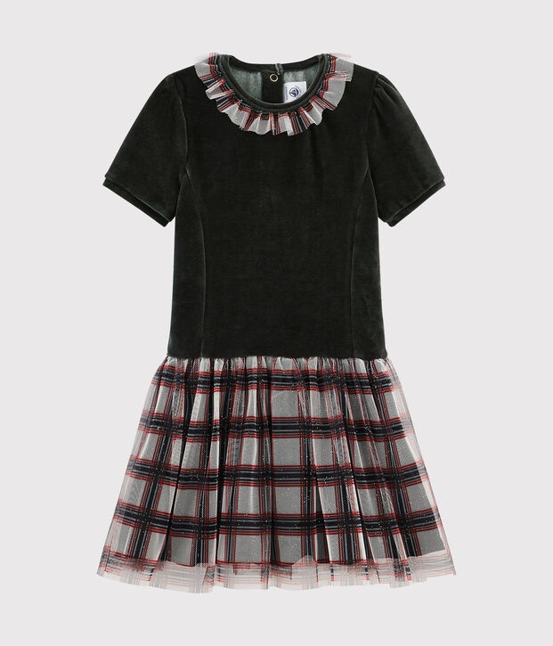 Robes manches courtes enfant fille noir/multicouleur