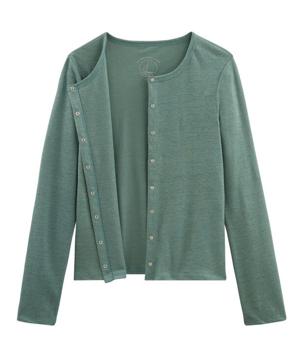 Cardigan femme en lin vert