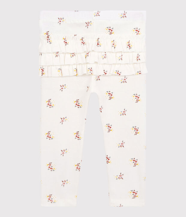 Legging imprim&eacute;e en coton b&eacute;b&eacute; fille blanc/multicouleur