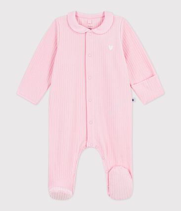 Pyjama bébé en velours à col uni