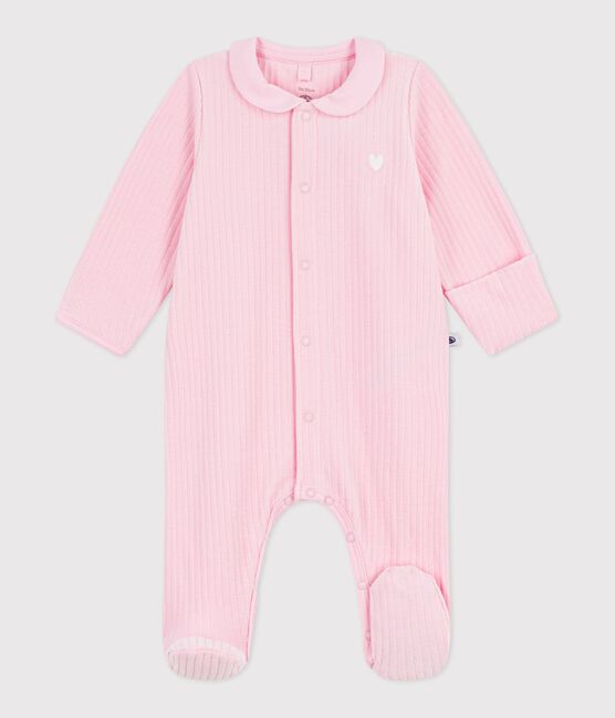 Pyjama bébé en velours à col uni rose MARQUISE