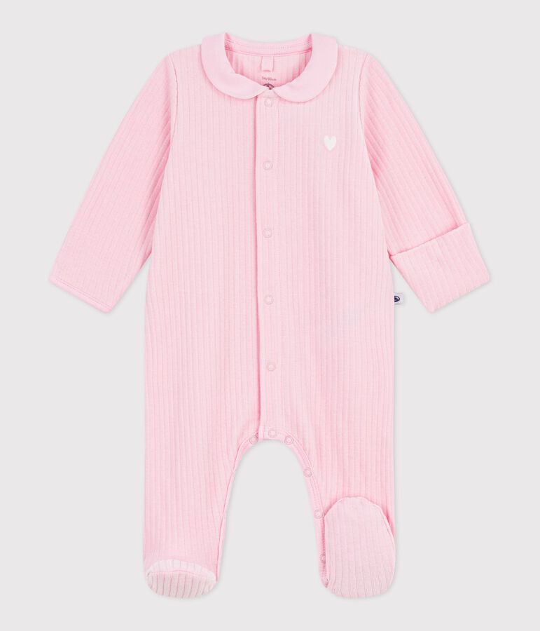 Pyjama b&eacute;b&eacute; en velours &agrave; col uni rose MARQUISE