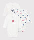 Lot de 3 bodies croisés manches longues en coton cœurs rayé bébé