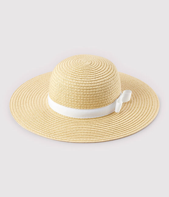 Chapeau de paille bébé fille rose NATUREL