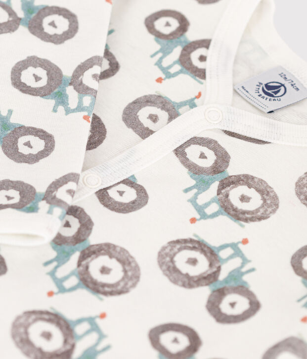 Pyjama b&eacute;b&eacute; sans pieds en coton blanc/multicouleur