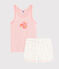 Pyjacourt petite fille en côte rose MINOIS/blanc MULTICO