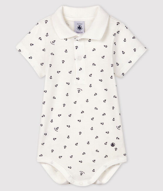 Body imprimé en coton manches courtes bébé garçon blanc MARSHMALLOW/bleu SMOKING