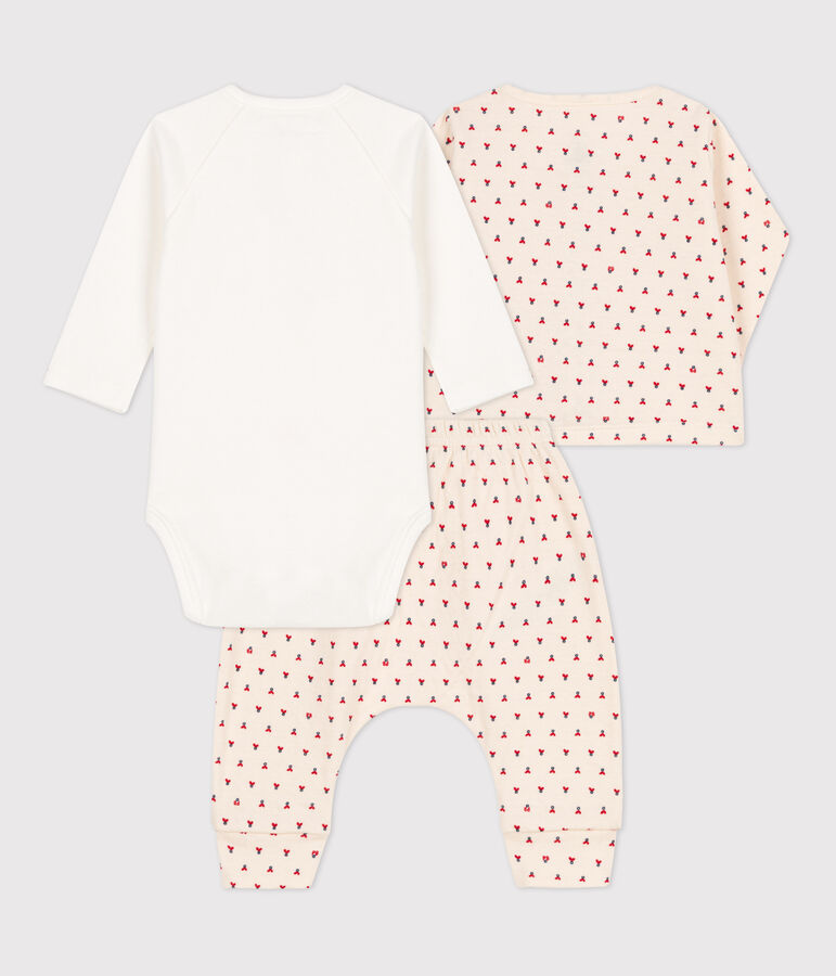 Ensemble 3 pi&egrave;ces b&eacute;b&eacute; en tubique imprim&eacute; graphique blanc MARSHMALLOW/blanc MULTICO