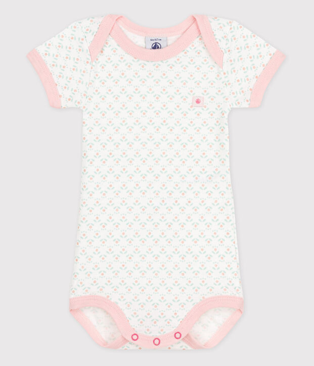 Body manches courtes b&eacute;b&eacute; fille blanc/multicouleur