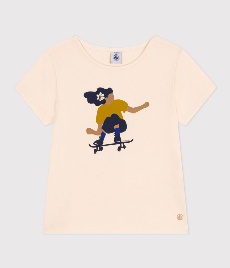 Tee-shirt en jersey l&eacute;ger enfant fille blanc AVALANCHE/ MULTICO