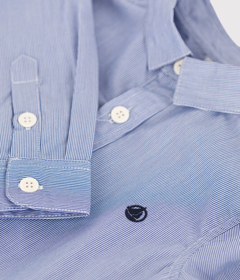 Chemise en popeline enfant gar&ccedil;on bleu BLEU/blanc BLANC