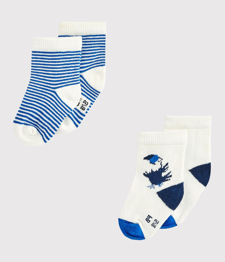Lot de 2 paires de chaussettes b&eacute;b&eacute; gar&ccedil;on blanc