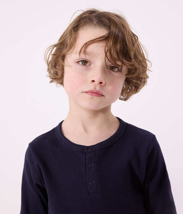 Pyjama uni en coton enfant bleu SMOKING