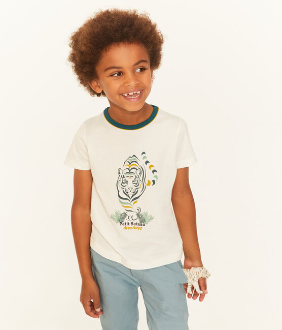 Tee-shirt à manches courtes enfant garçon blanc MARSHMALLOW