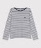 Marini&egrave;re femme en coton &eacute;pais manches longues blanc/bleu