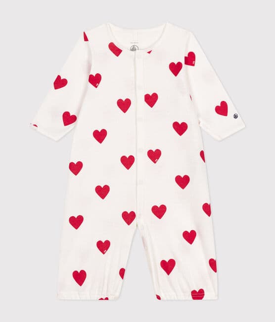 Combisac cœur en coton bébé blanc MARSHMALLOW/rouge TERKUIT