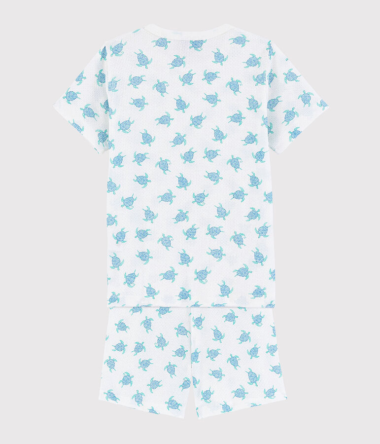 Pyjacourt tortues petit gar&ccedil;on-petite fille en coton ultra l&eacute;ger blanc MARSHMALLOW/blanc MULTICO