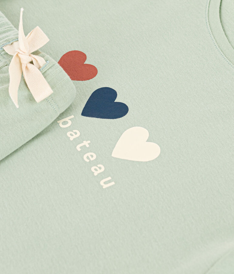 Pyjama short et tee-shirt en coton uni femme. vert HERBIER