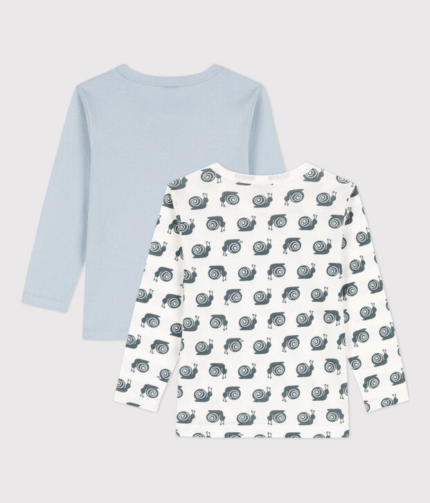 Lot de 2 tee-shirts manches longues escargots petit gar&ccedil;on en coton multicouleur