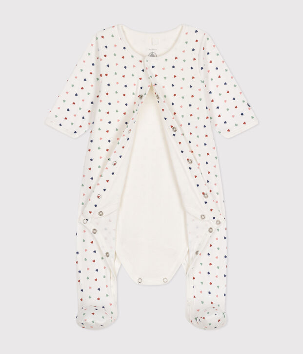 Bodyjama imprim&eacute;s mini c&oelig;urs en tubique b&eacute;b&eacute; blanc/multicouleur