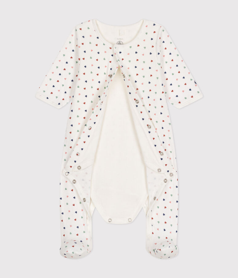 Bodyjama imprim&eacute;s mini c&oelig;urs en tubique b&eacute;b&eacute; blanc MARSHMALLOW/blanc MULTICO