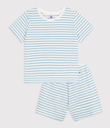 Pyjama short enfant en coton éponge à rayures