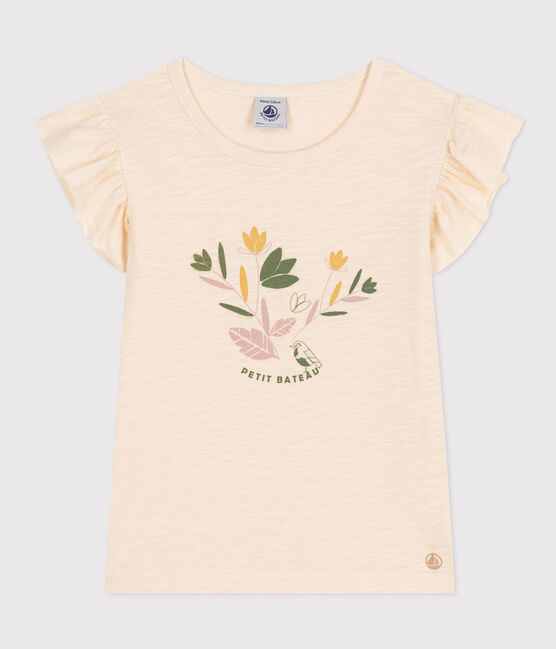 Tee-shirt en jersey flammé enfant fille écru AVALANCHE