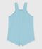 Salopette bébé en gaze de coton jambes courtes, unie bleu AQUATIC