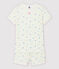 Pyjacourt à fleurs petite fille en coton et lin blanc MARSHMALLOW/blanc MULTICO