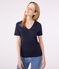 Tee-shirt l'Iconique manches courtes en côte unie femme bleu SMOKING