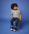 Tee-shirt manches courtes en jersey enfant garçon blanc MARSHMALLOW/bleu SMOKING