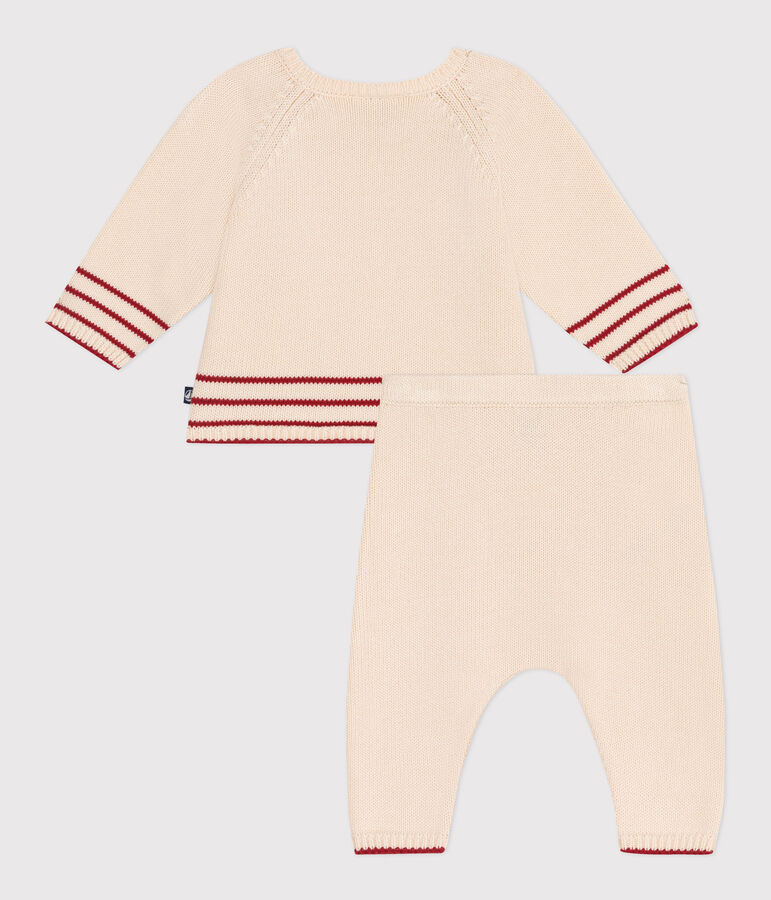 Ensemble b&eacute;b&eacute; deux pi&egrave;ces en tricot coton, jacquard AVALANCHE/ CORRIDA