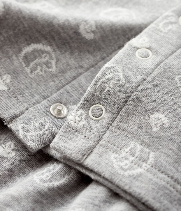 Ensemble 2 pi&egrave;ces jacquard b&eacute;b&eacute; en tubique gris/blanc