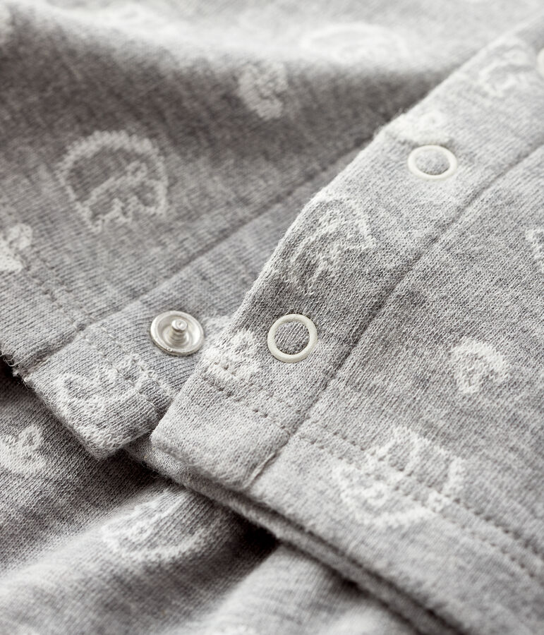 Ensemble 2 pi&egrave;ces jacquard b&eacute;b&eacute; en tubique gris/blanc