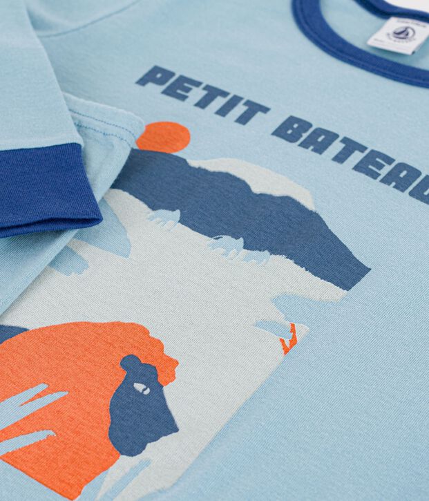 Pyjama enfant en coton uni motif savane vert