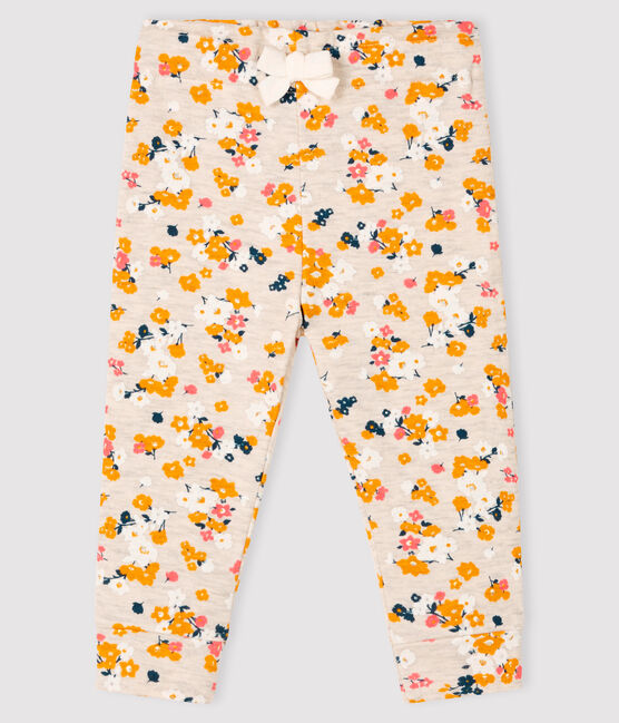Pantalon bébé fille en tubique beige MONTELIMAR/blanc MULTICO