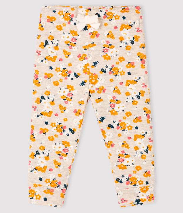 Pantalon b&eacute;b&eacute; fille en tubique beige/multicouleur