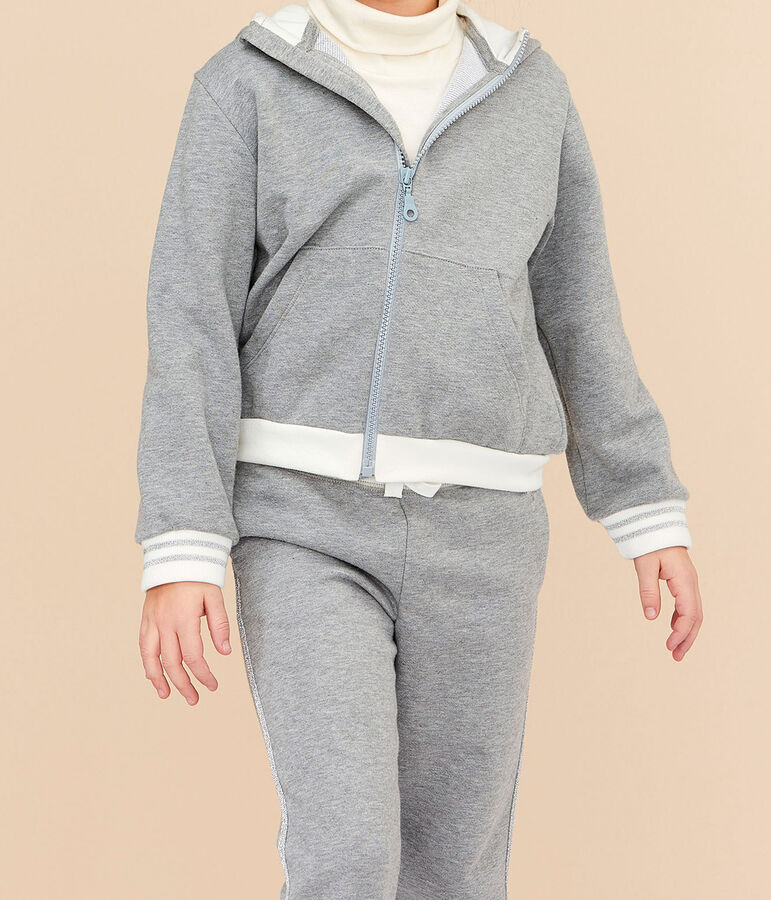 Sweatshirt &agrave; capuche enfant fille gris SUBWAY CHINE