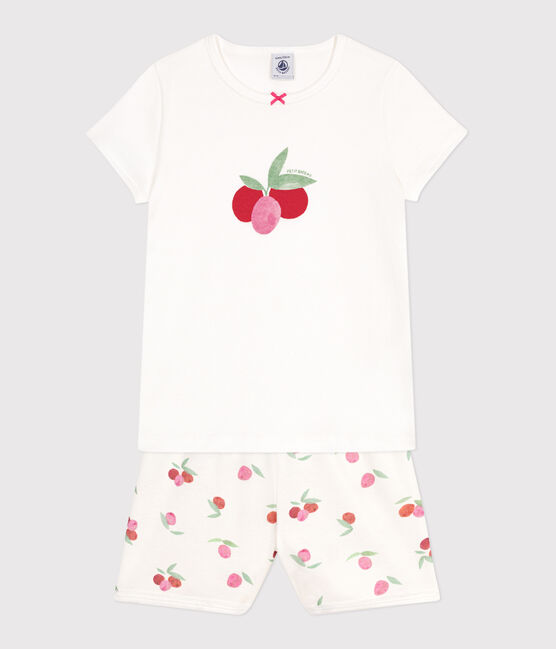 Pyjama short enfant en coton imprimé fruits blanc MARSHMALLOW/blanc MULTICO