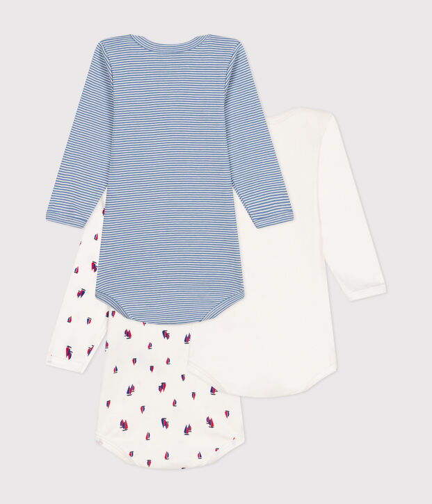Lot de 3 bodies manches longues imprim&eacute; regata en coton b&eacute;b&eacute; multicouleur