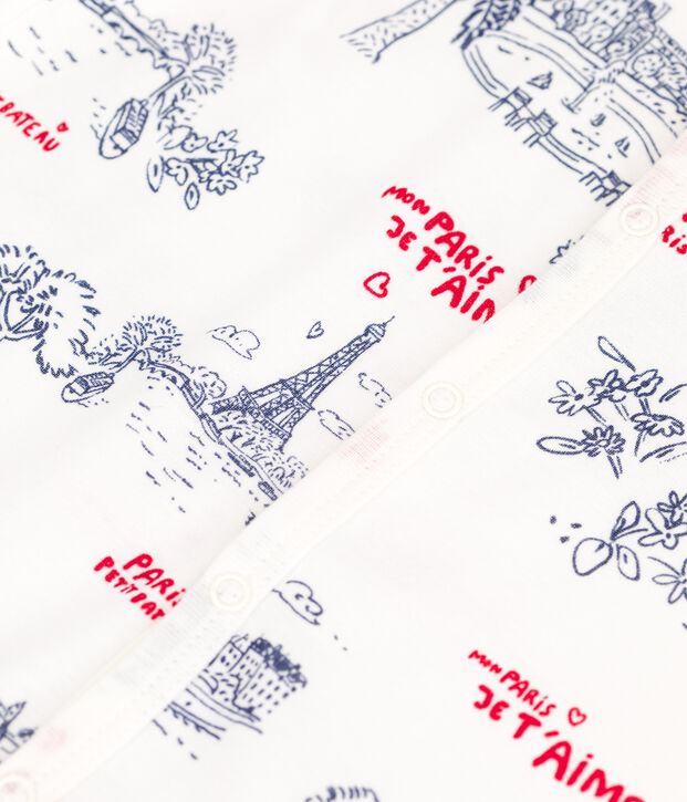 Combinaison courte Paris b&eacute;b&eacute; en coton blanc/multicouleur