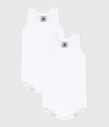 Lot de 2 bodies blancs sans manches bébé